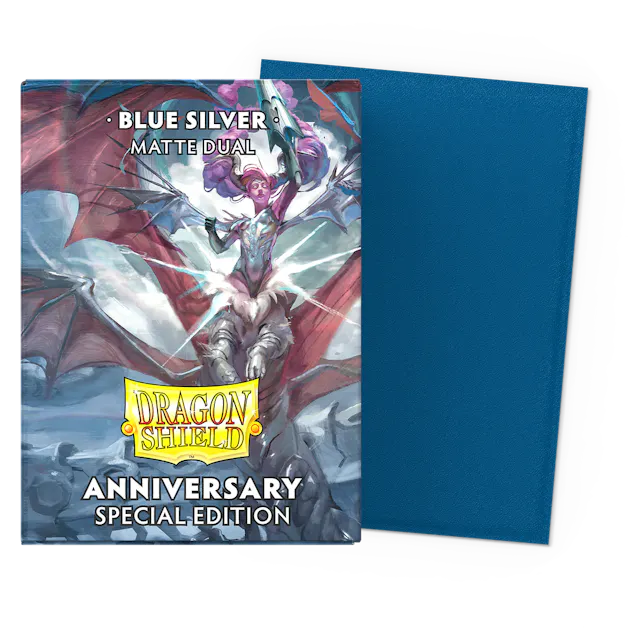 Dragon Shield: Dual Matte Sleeves: 25th Anniversary: Blue/Silver