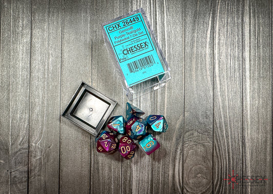 Chessex Dice: Gemini Purple-Teal/Gold Polyhedral 7-Dice Set