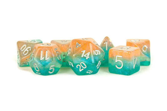 Metallic Dice Games: 16mm 7-Die Set: Layered Stardust Sunset